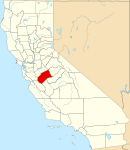 Map of California highlighting Merced County